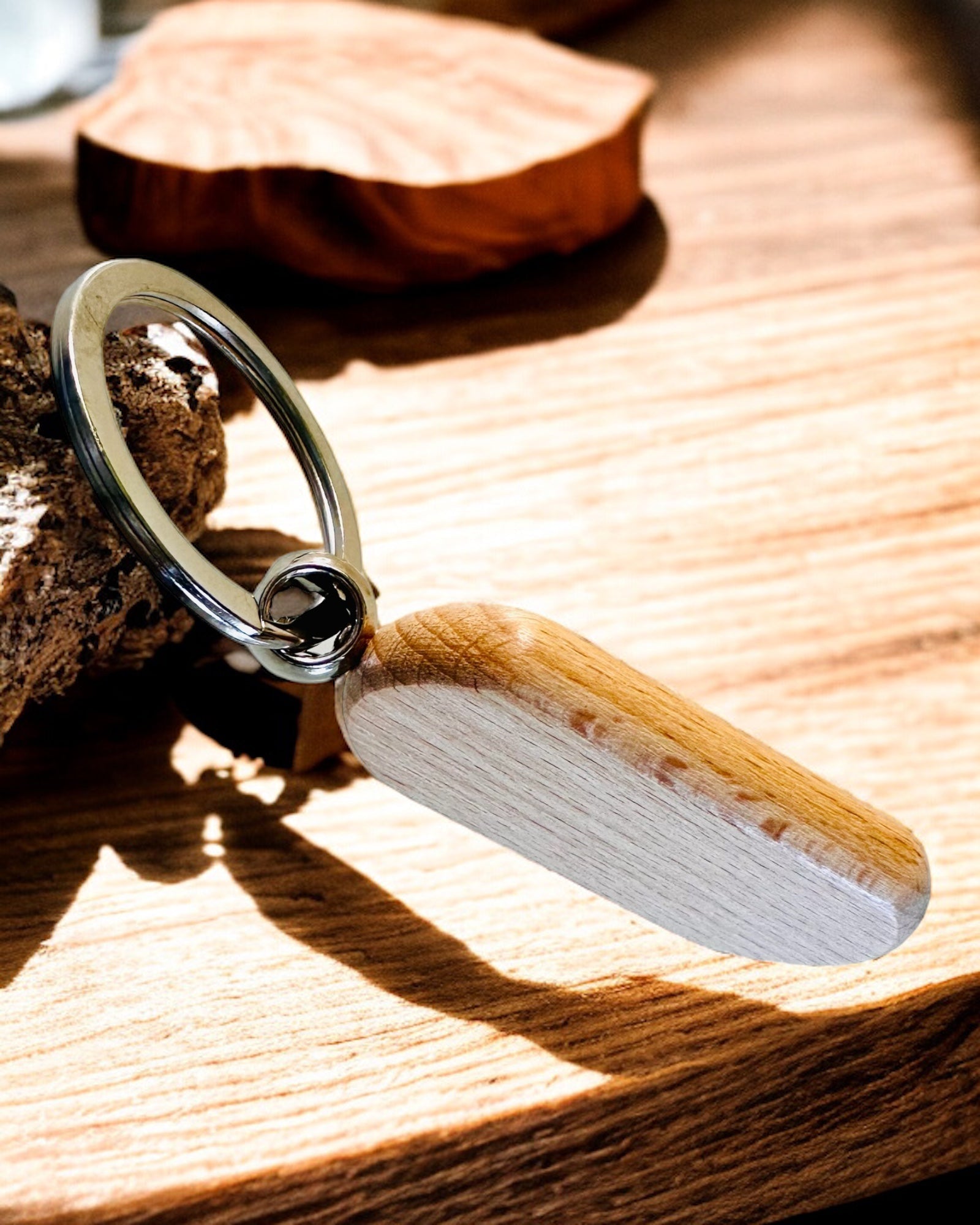 Elegant Wooden Keychain with Personalization Option for Engraving – Perfect for a Gift