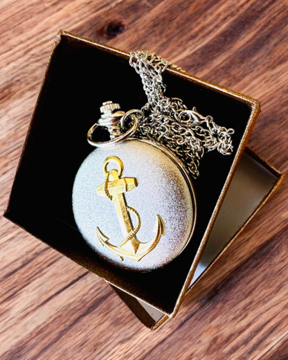 Pocket Watch "Golden Anchor" - personalization for a gift with engraving