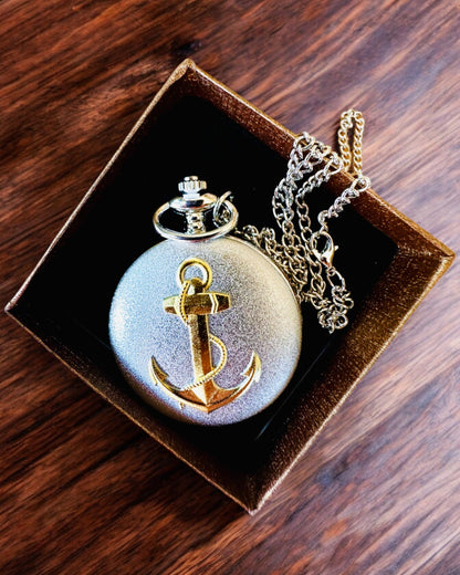 Pocket Watch "Golden Anchor" - personalization for a gift with engraving