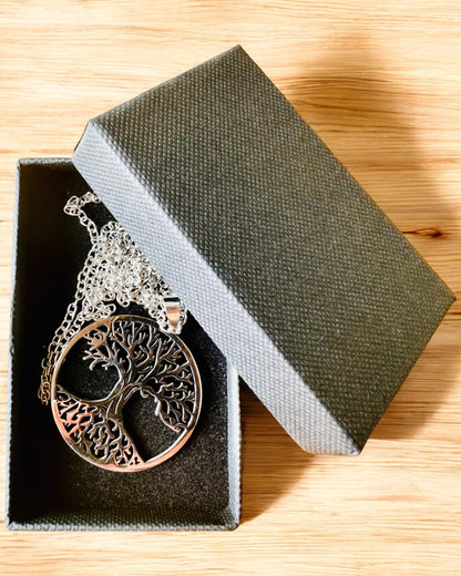 "Tree of Life" Necklace in Stainless Steel - personalized engraving, 2 color variants