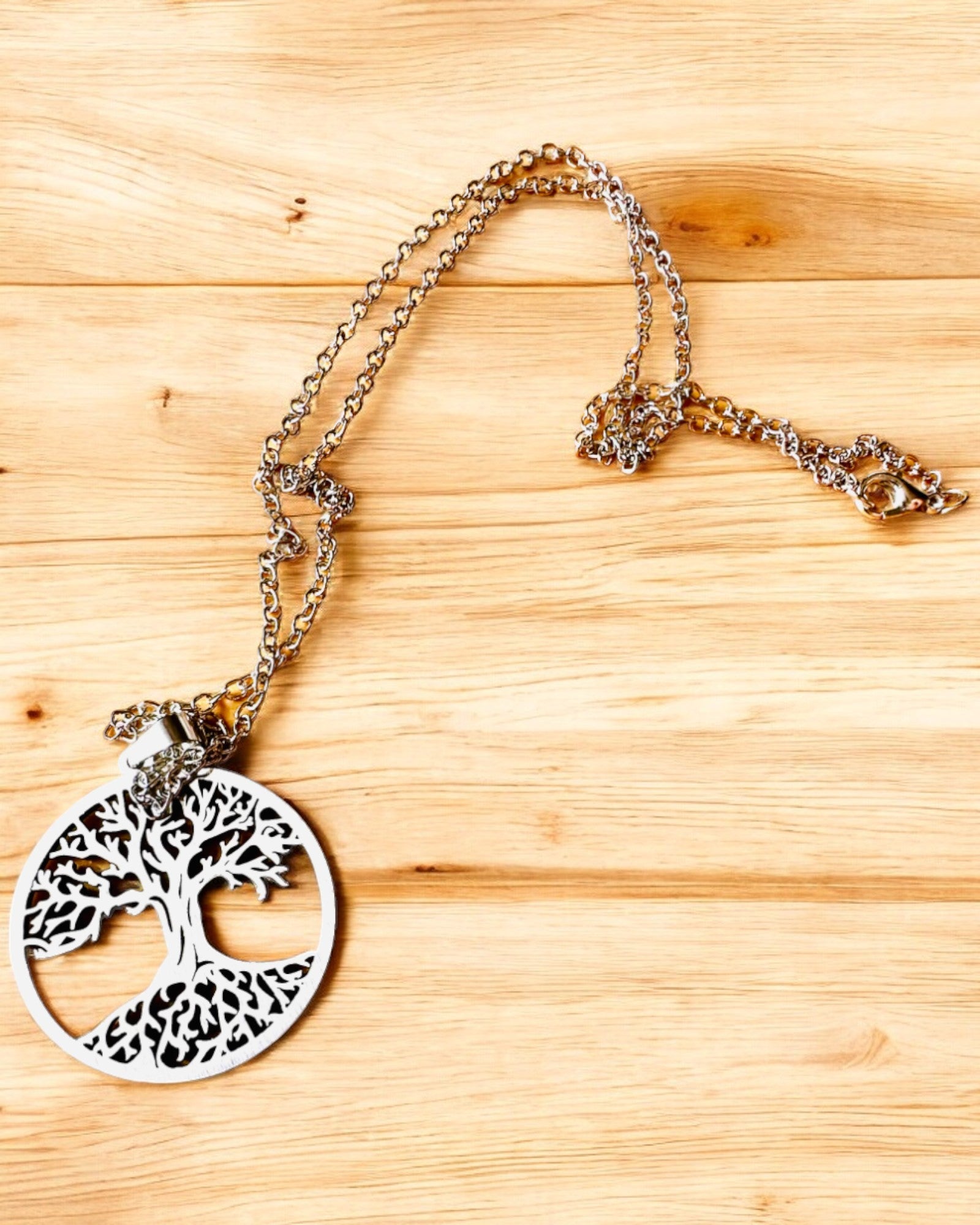 "Tree of Life" Necklace in Stainless Steel - personalized engraving, 2 color variants