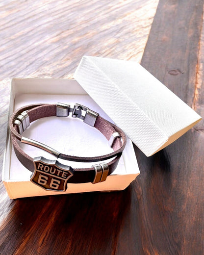 Traveler's Bracelet Route 66 - personalization option with engraving