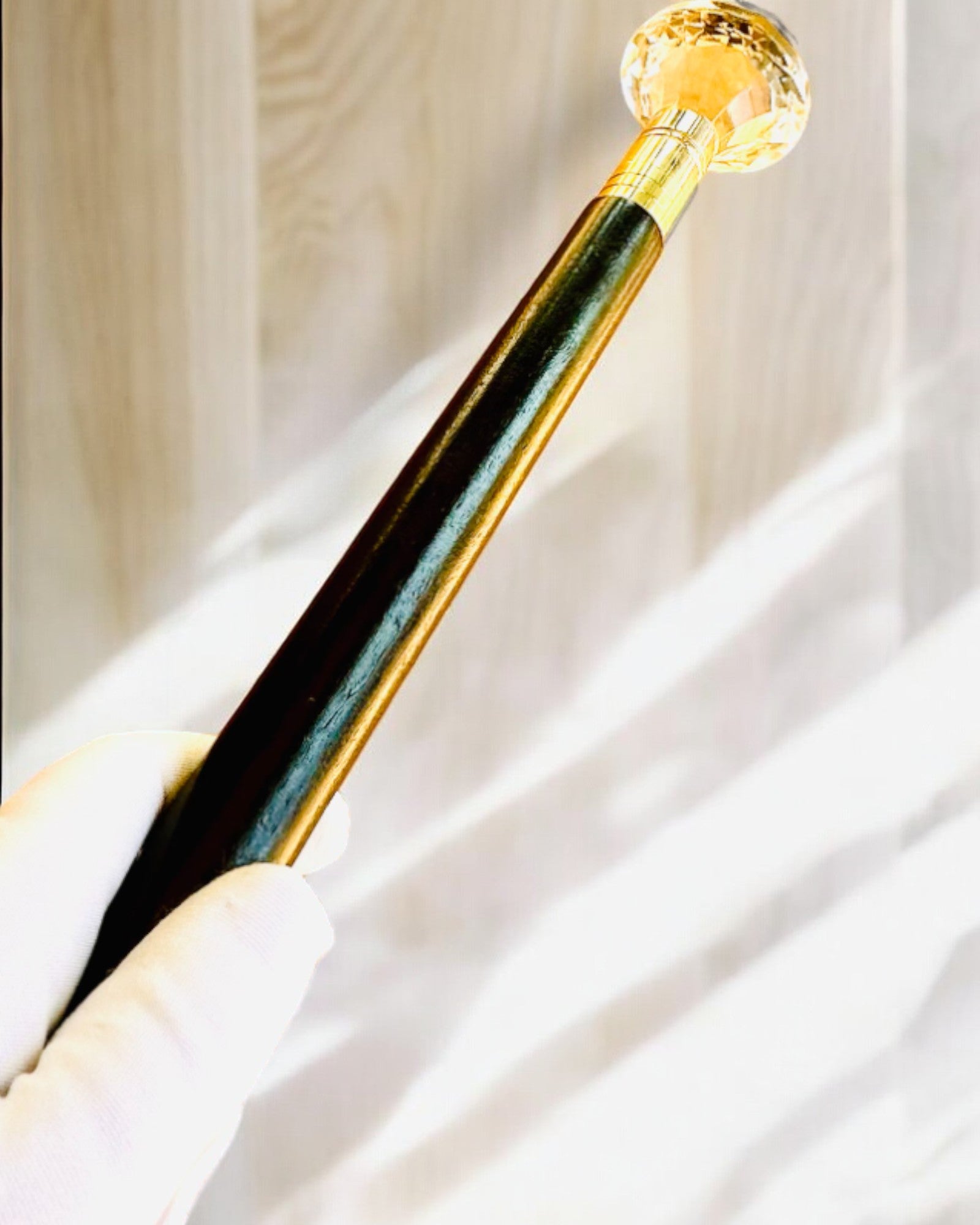 White Diamond" Walking Cane - Handcrafted Wood, Engraving Option Available