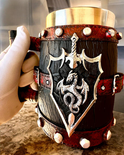 Dark Mug of the Dragon Warrior with Engraving Option for a Gift, capacity 600 ml