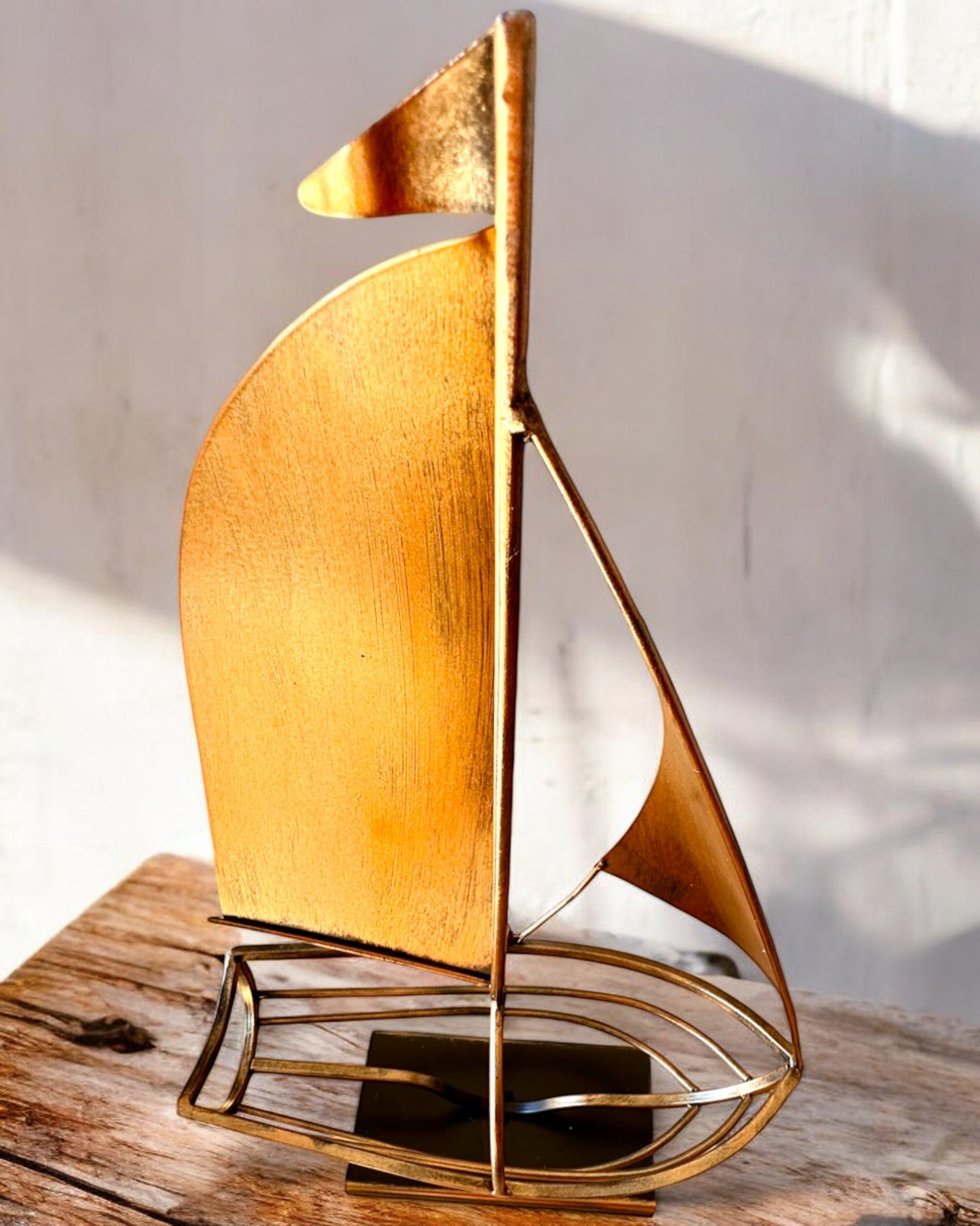 Metal Wine Rack 45 cm high, "Sailor's Fantasy" - in the Shape of a Sailboat with Engraving Option for a Gift