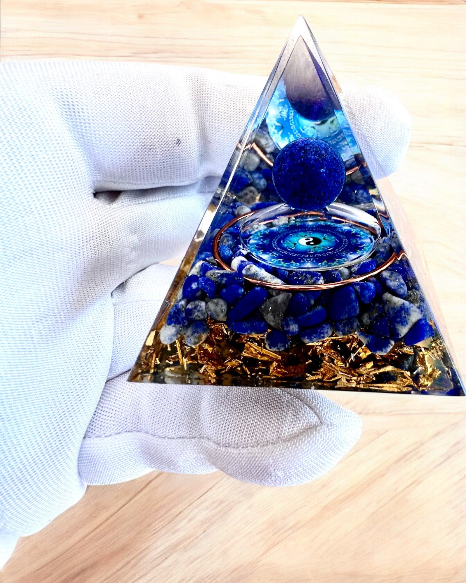 "Zenith" Orgonite Energy Pyramid with Lapis Lazuli, perfect as a gift