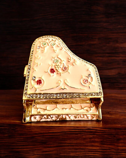 Elegant jewelry box "Mini Piano - classic roses" - with engraving option for a gift