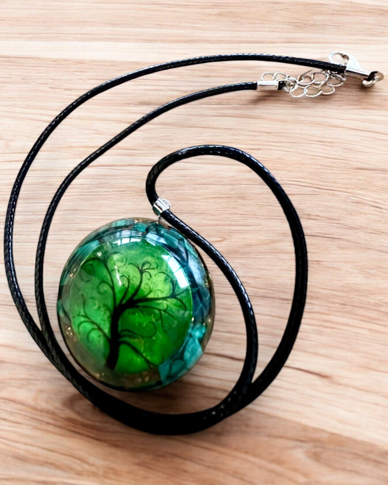 "Malachite Life Amulet" - necklace with the option of personalization through engraving for a gift