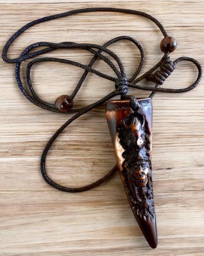 Wolf Fang necklace, resin amulet - Mystical Power of Nature, personalization option with engraving for a gift