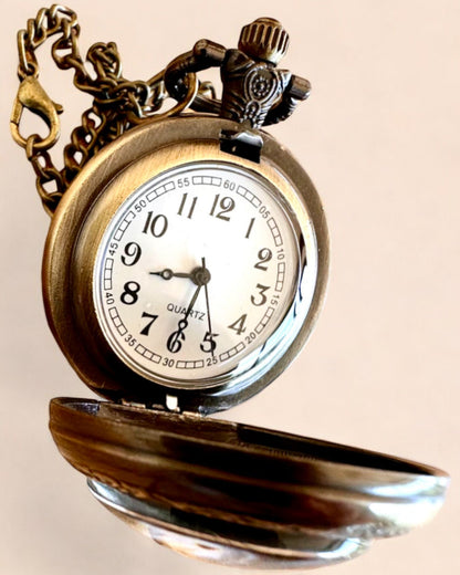 Unicorn Elegance pocket watch with chain, unicorn motif, custom engraving free of charge