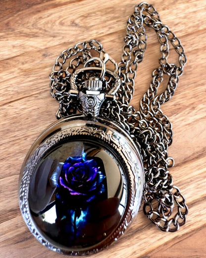 Pocket watch "Rose of Darkness" - stainless steel, with engraving option for a gift