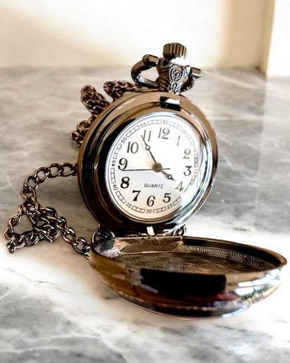 Pocket Watch "Night Rose", customizable engraving option for a gift