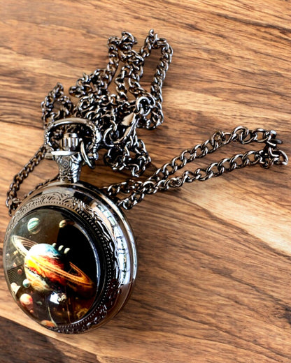 "Galactic Secret" Cosmic Pocket Watch, personalization with engraving for a gift