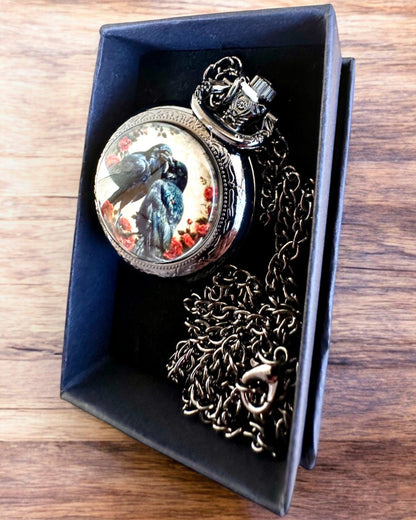 Pocket Watch 'Kiss of the Crows' with Engraving – personalization with engraving for a gift