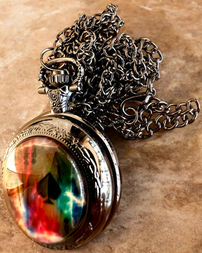 Pocket watch "Magical Deck" - Stylish stainless steel accessory, personalization with engraving for a gift