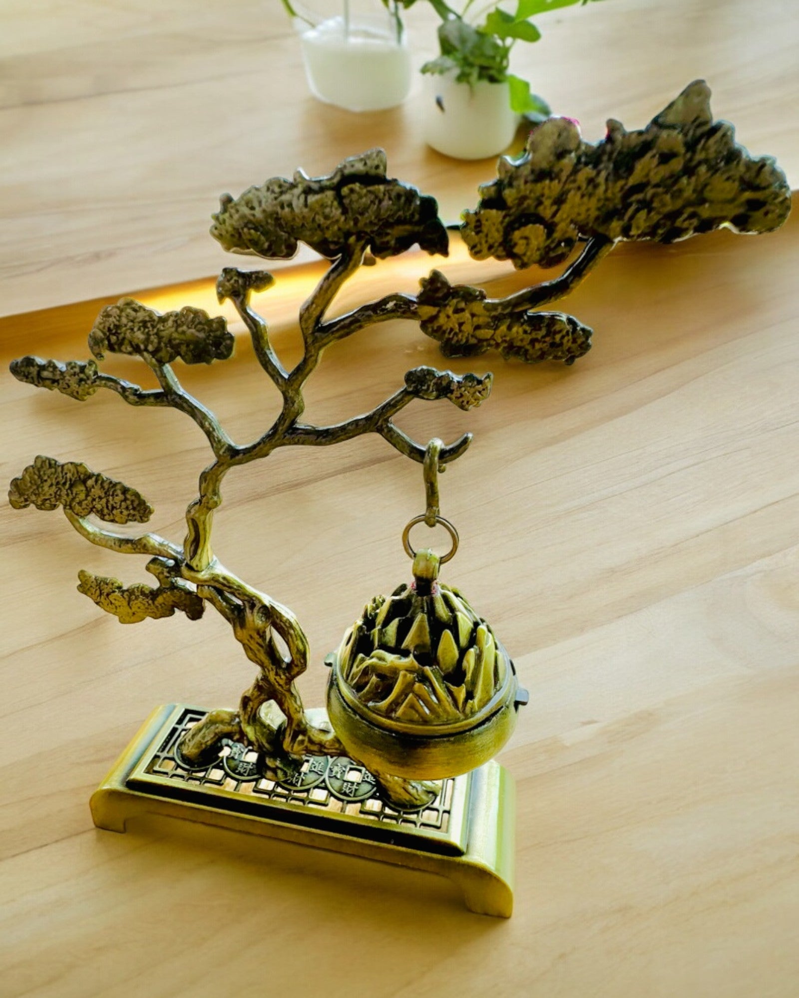 Elegant Metal Incense Holder Bonsai - personalization option with engraving for a gift