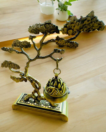 Elegant Metal Incense Holder Bonsai - personalization option with engraving for a gift