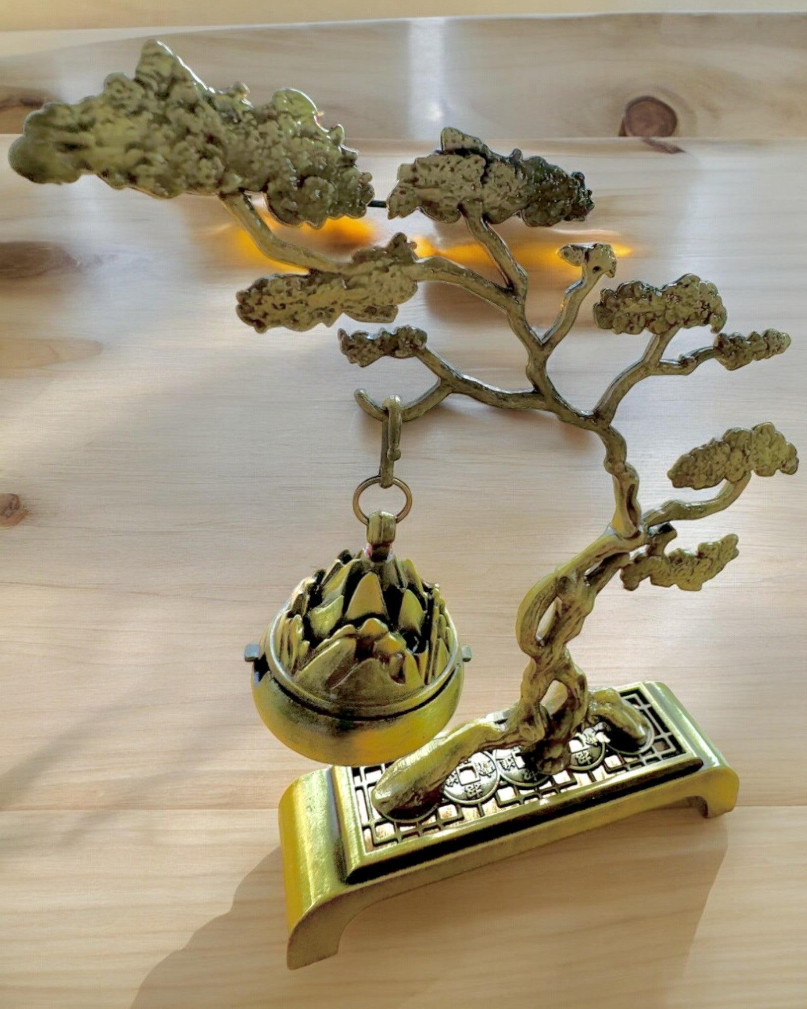 Elegant Metal Incense Holder Bonsai - personalization option with engraving for a gift