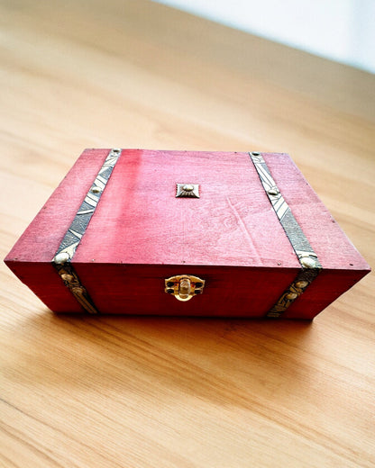 Antique Wooden Box with Engraving Option, 23 cm x 16 cm x 7.5 cm