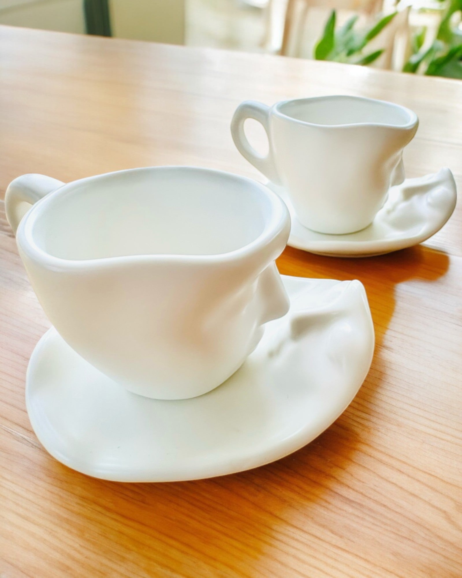 Elegant Ceramic Cups "Maska" – Set of 2 pcs. - personalization option with engraving for a gift