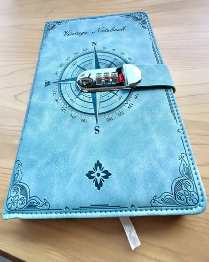 Secret A5 Vintage Notebook with Code Lock - Choose Your Style, personalization with engraving for a gift