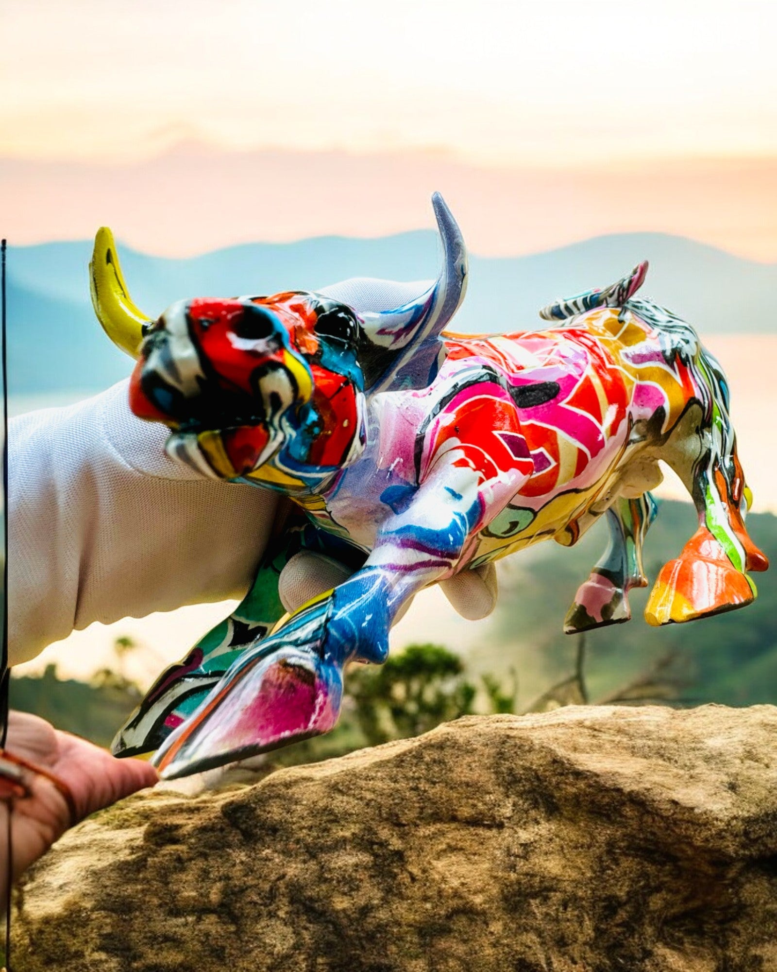 "BullArt" Decorative Bull Sculpture – Unique Art with Engraving Option - 4 color variants, for a personalized gift