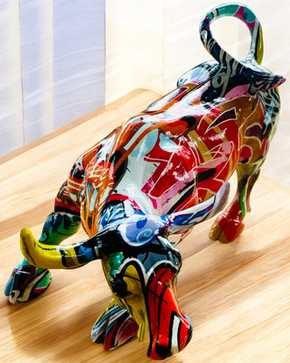 "BullArt" Decorative Bull Sculpture – Unique Art with Engraving Option - 4 color variants, for a personalized gift