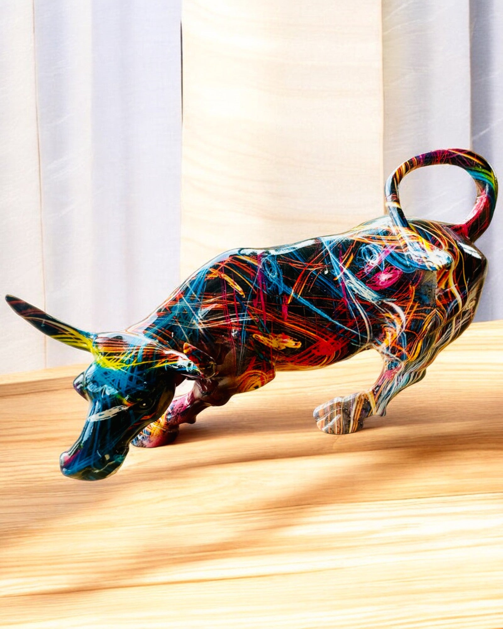 "BullArt" Decorative Bull Sculpture – Unique Art with Engraving Option - 4 color variants, for a personalized gift