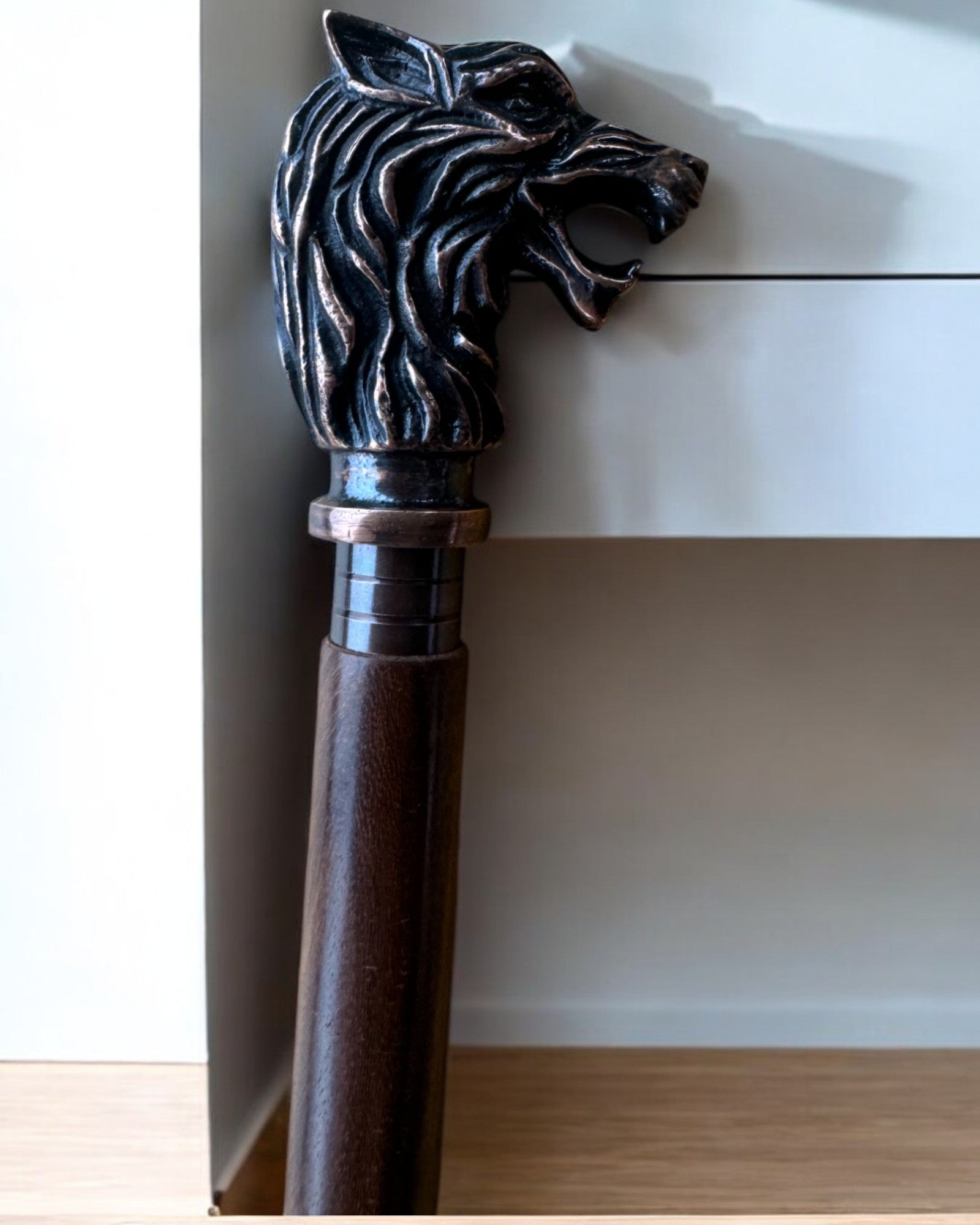 "Wolf Guardian" - Hand-Carved Walking Stick, Wooden, personalization option with engraving