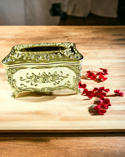 Elegant Tissue Box with Embossed Flowers - Napkin Holder