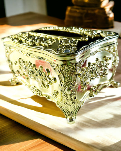 Elegant Tissue Box with Embossed Flowers - Napkin Holder