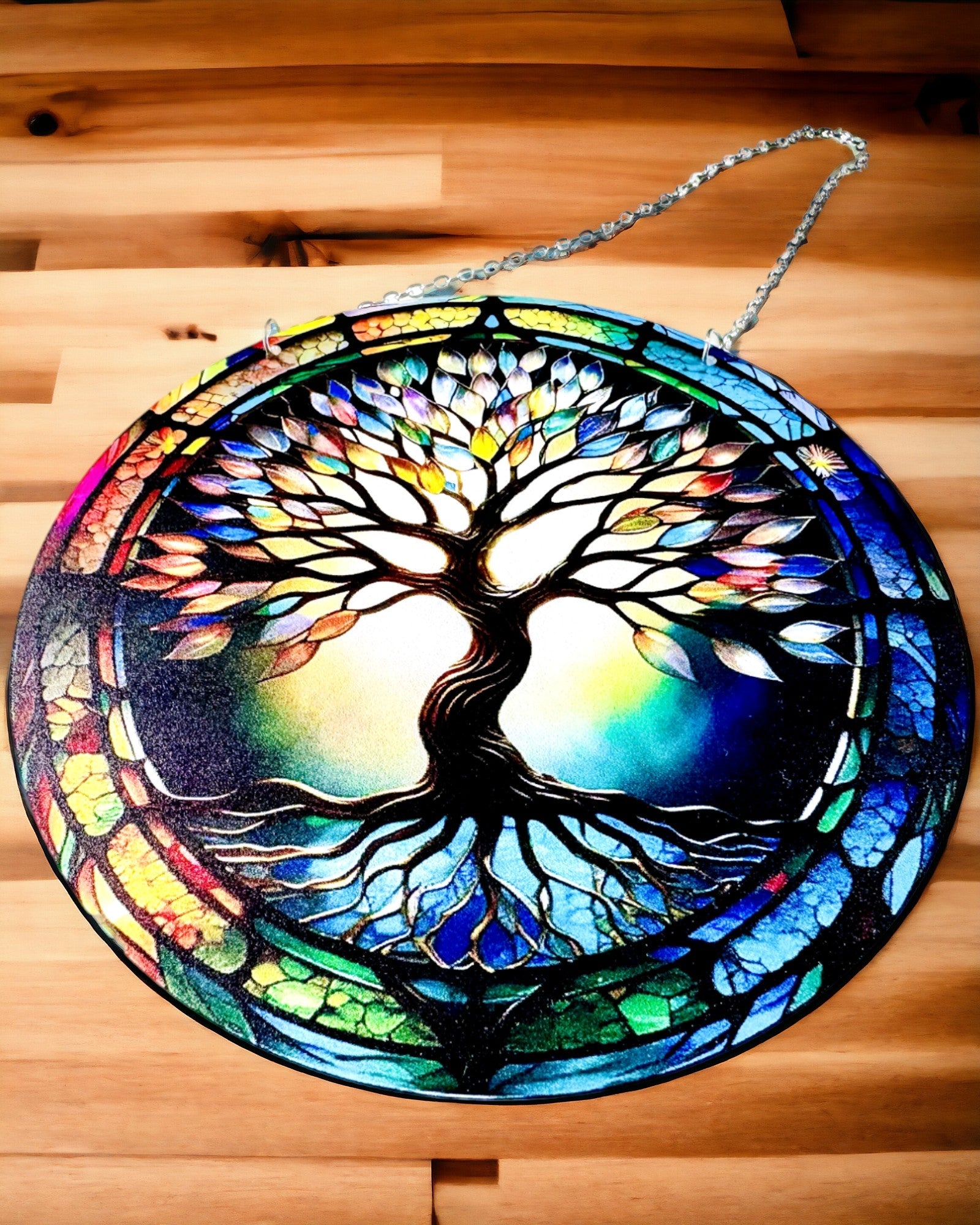 Prismatic Sun Pendant 'Tree of Life' - Colorful Window Decoration