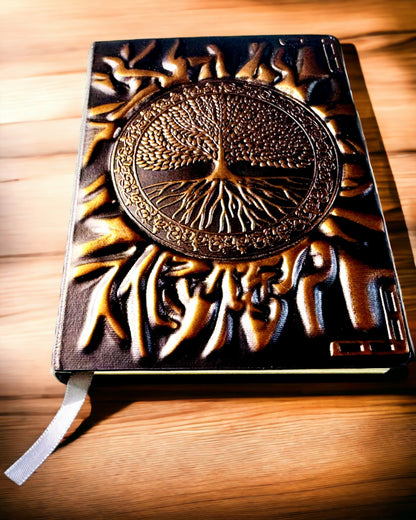 Vintage Diary "Tree of Life" A6 - Elegant Embossed Cover Made of Artificial Leather, 100 Pages