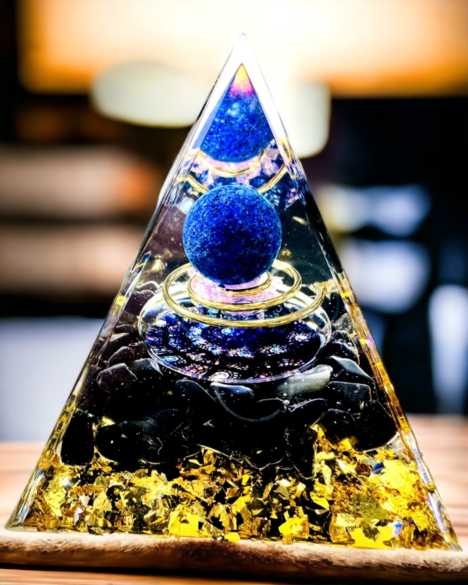 Energy Orgonite Pyramid with Crystals for Meditation – Radiates Positive Energy and Wealth