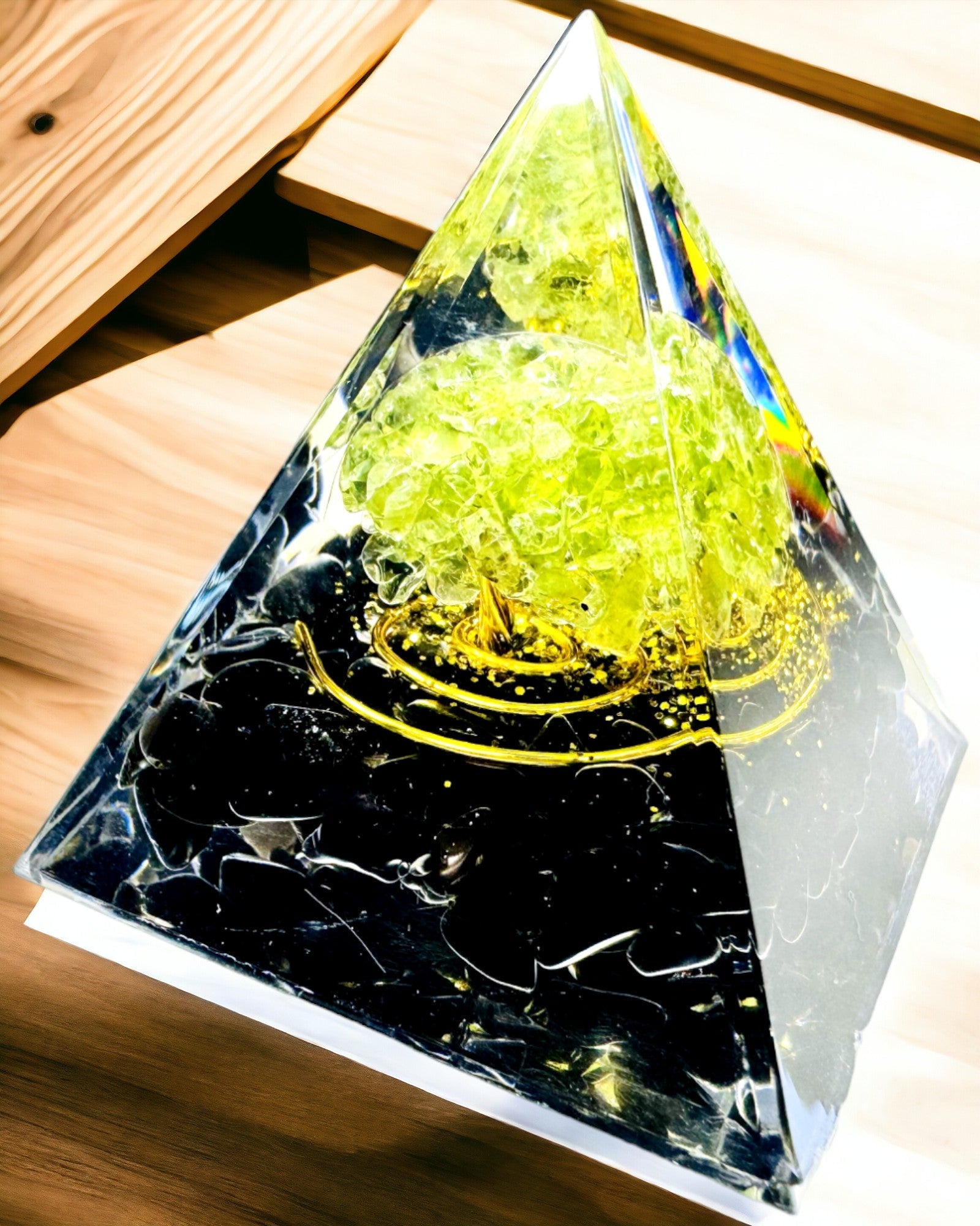 Reiki Orgonite Pyramid with Natural Crystals - Decorative Symbol of Energy Chakra Balance