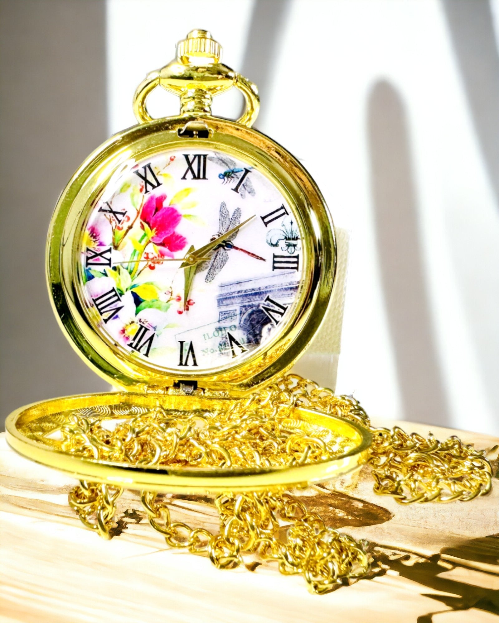 Classic Vintage Pocket Watch with Transparent Cover