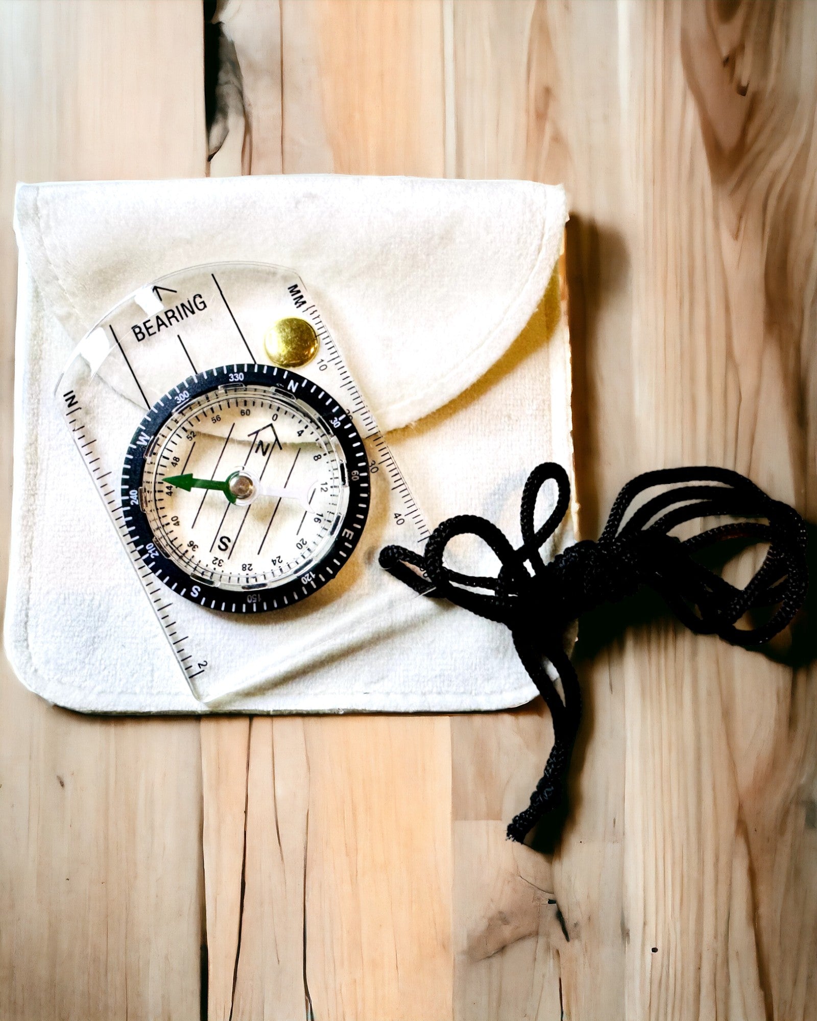 Tourist Compass "Adventurer's Guide" - Transparent, Mini Acrylic with Hanging Rope and Map Scale, with engraving