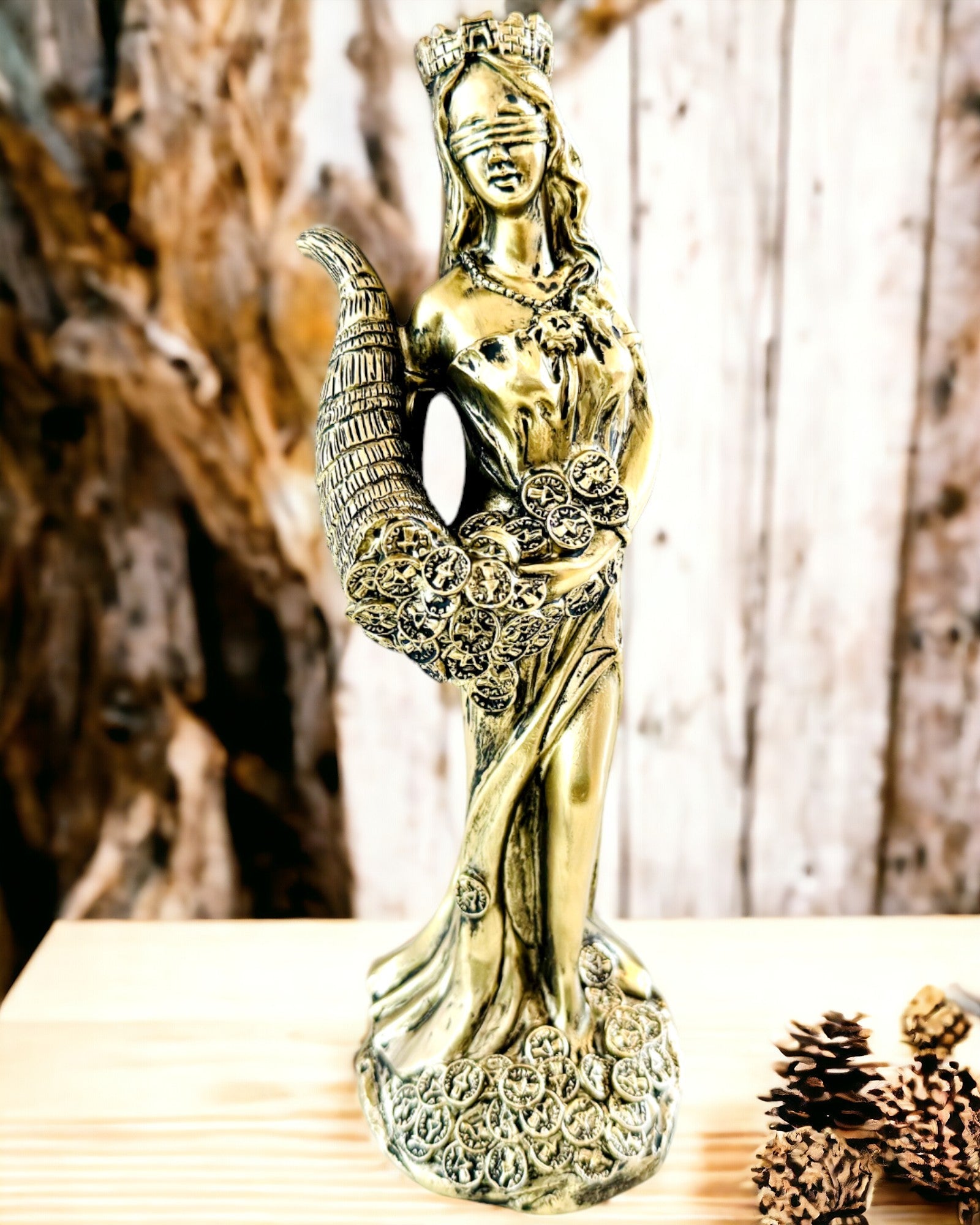 "Goddess of Abundance Statue" - Decorative Resin Fortune Statue for Home and Office - personalization option with engraving