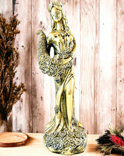 "Goddess of Abundance Statue" - Decorative Resin Fortune Statue for Home and Office - personalization option with engraving