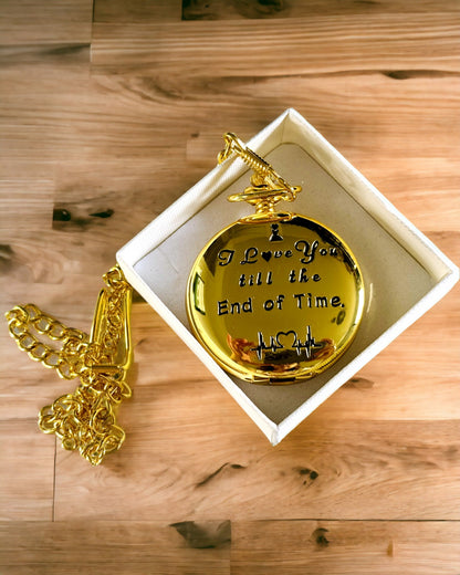 Gold Pocket Watch in Retro Style with Engraving Option