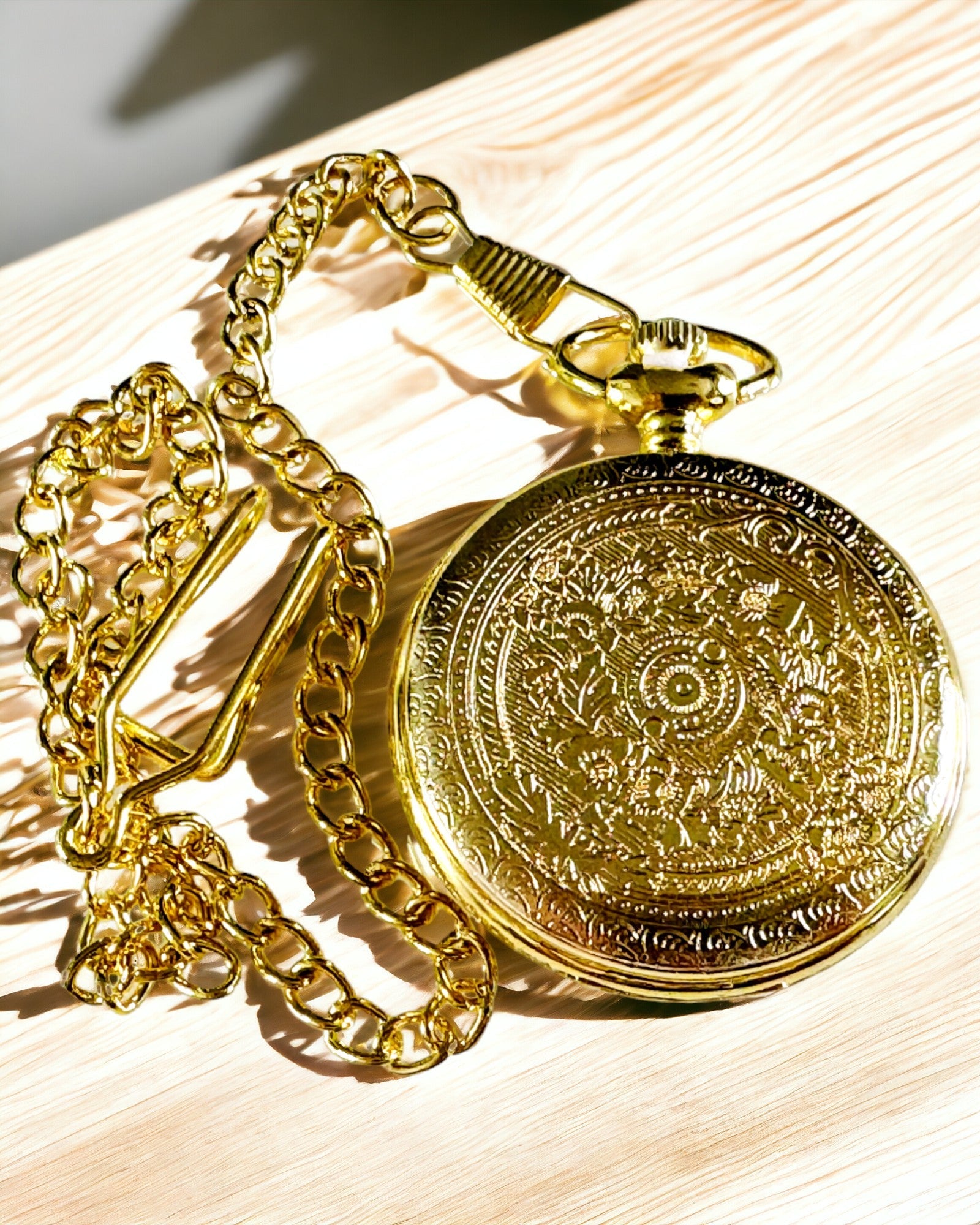 Gold Pocket Watch in Retro Style with Engraving Option