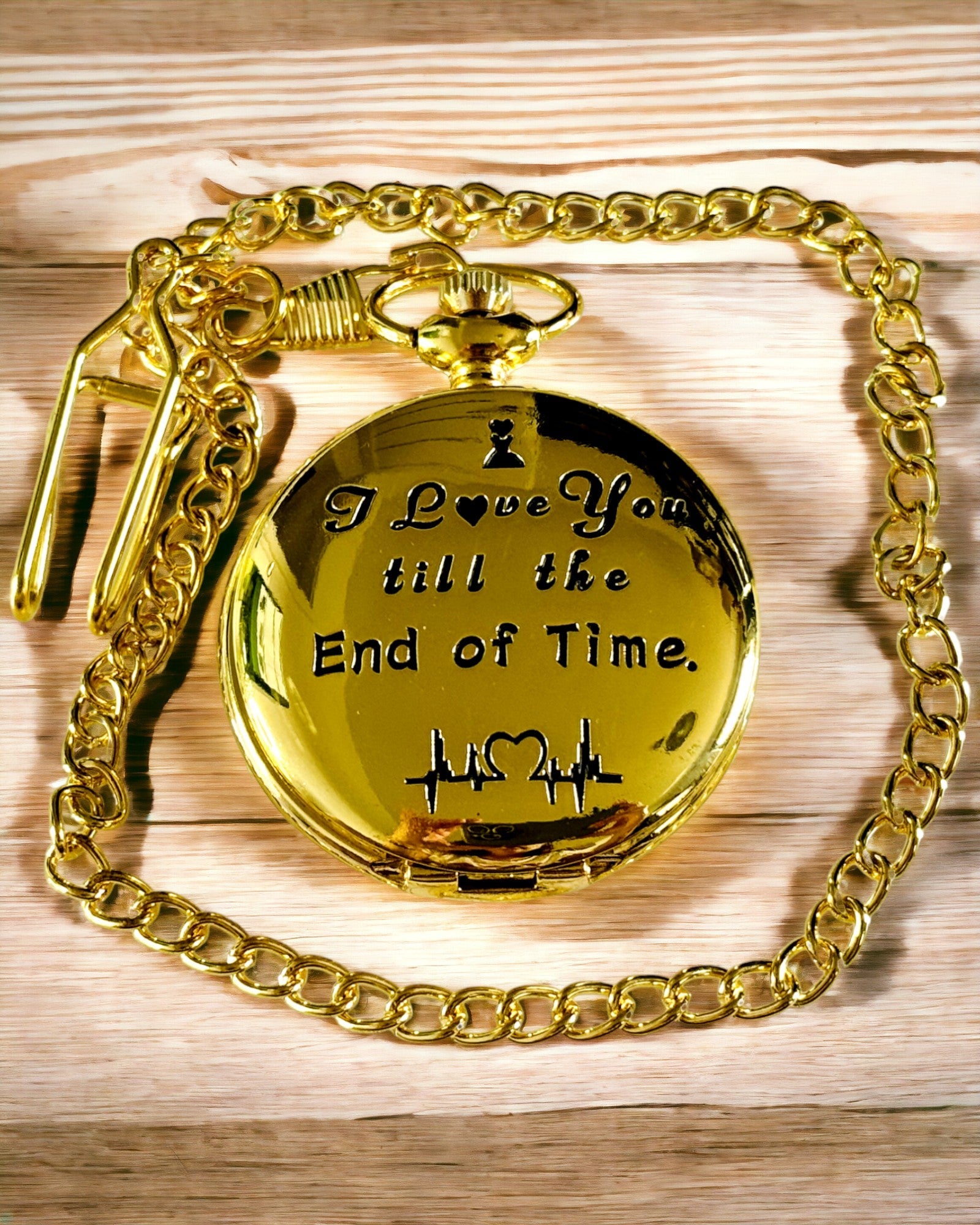 Gold Pocket Watch in Retro Style with Engraving Option