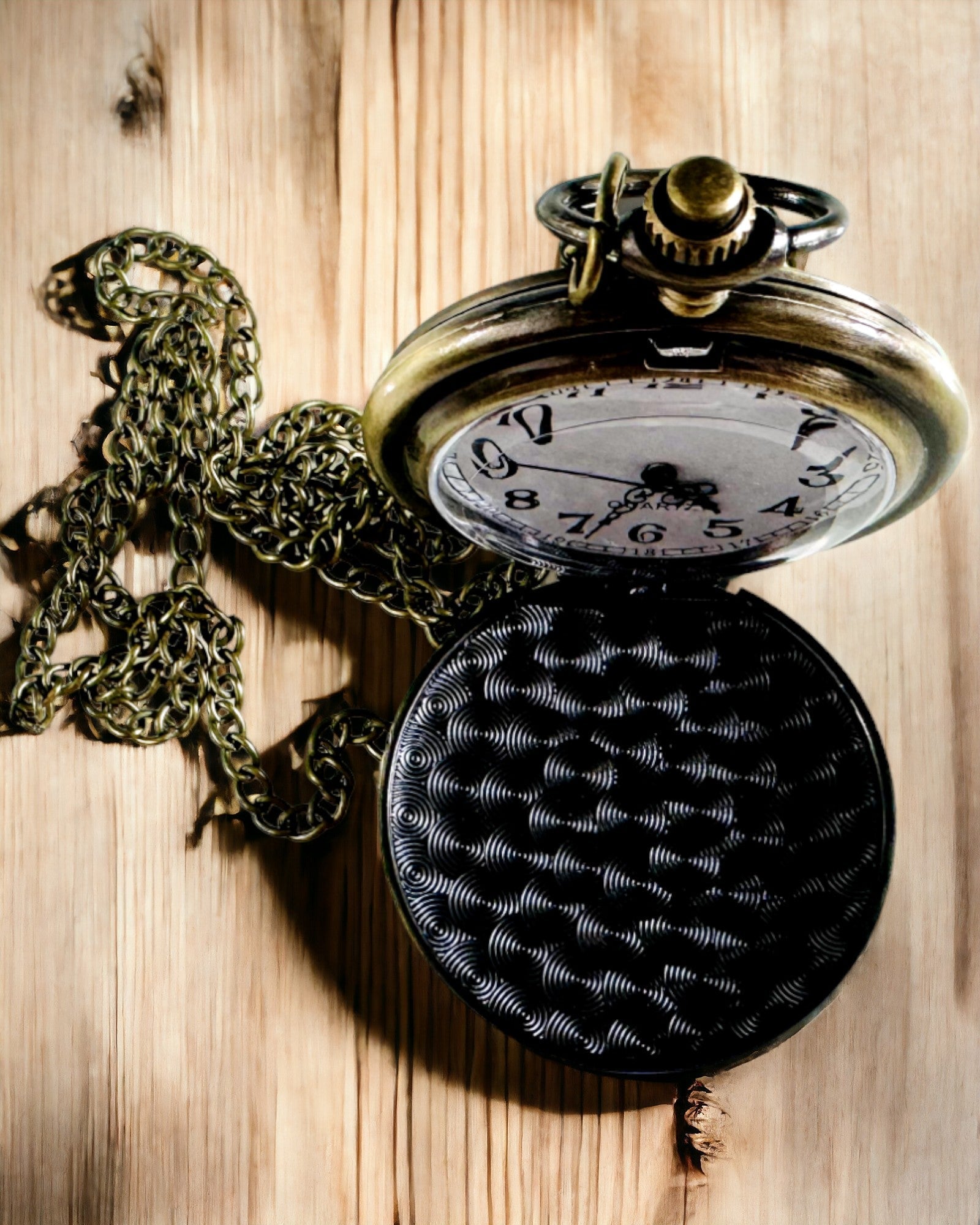 Vintage style pocket watch with personalization option - brushed gold