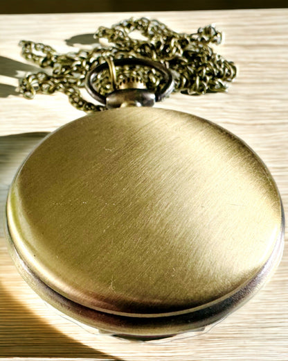 Vintage style pocket watch with personalization option - brushed gold