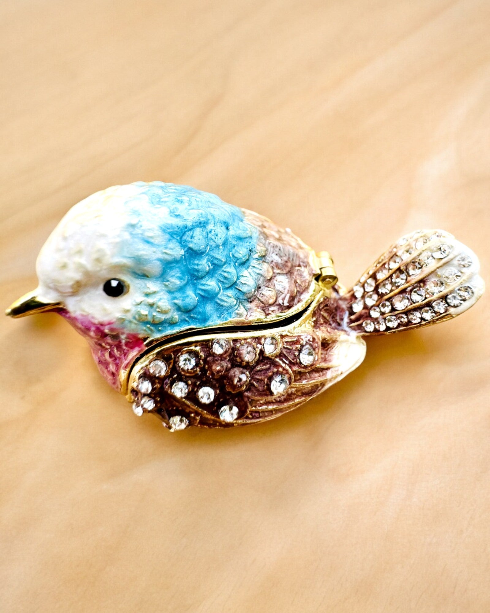 Colorful Sparrow Bird with Engraving - Adorable Treasure Box