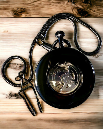 Mechanical Pocket Watch with Visible Mechanism – Personalization Option