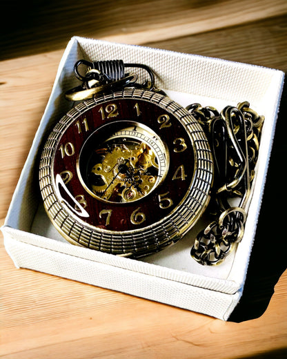 Pocket watch with a visible mechanism – personalization option through engraving