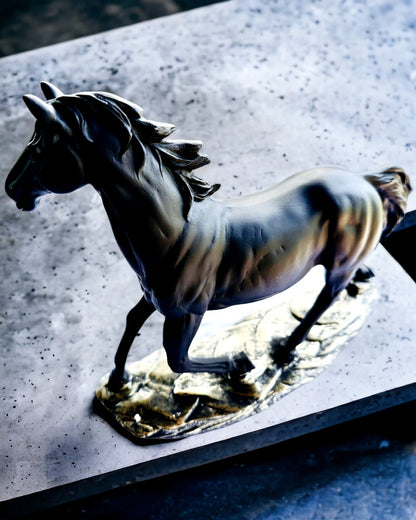 "Black Gallop" - Elegant Horse Figurine with Engraving Option