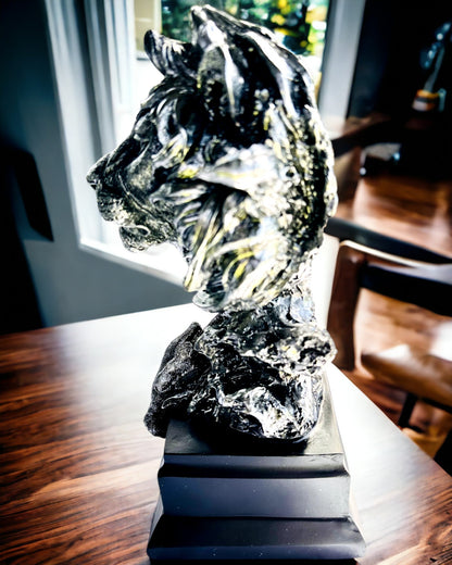 Jungle King Lion - Majestic Lion Statue - silver color, personalization option for a gift