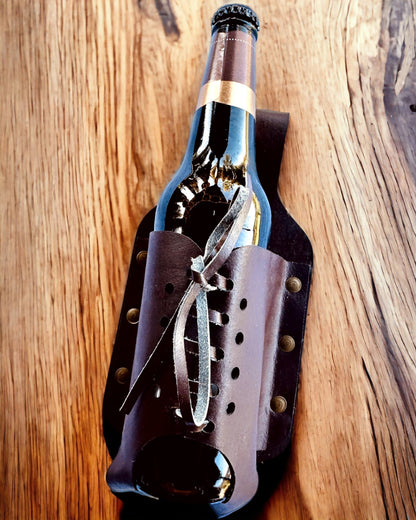 Leather Bottle Holder "LeatherCraft Elegance" - personalization option